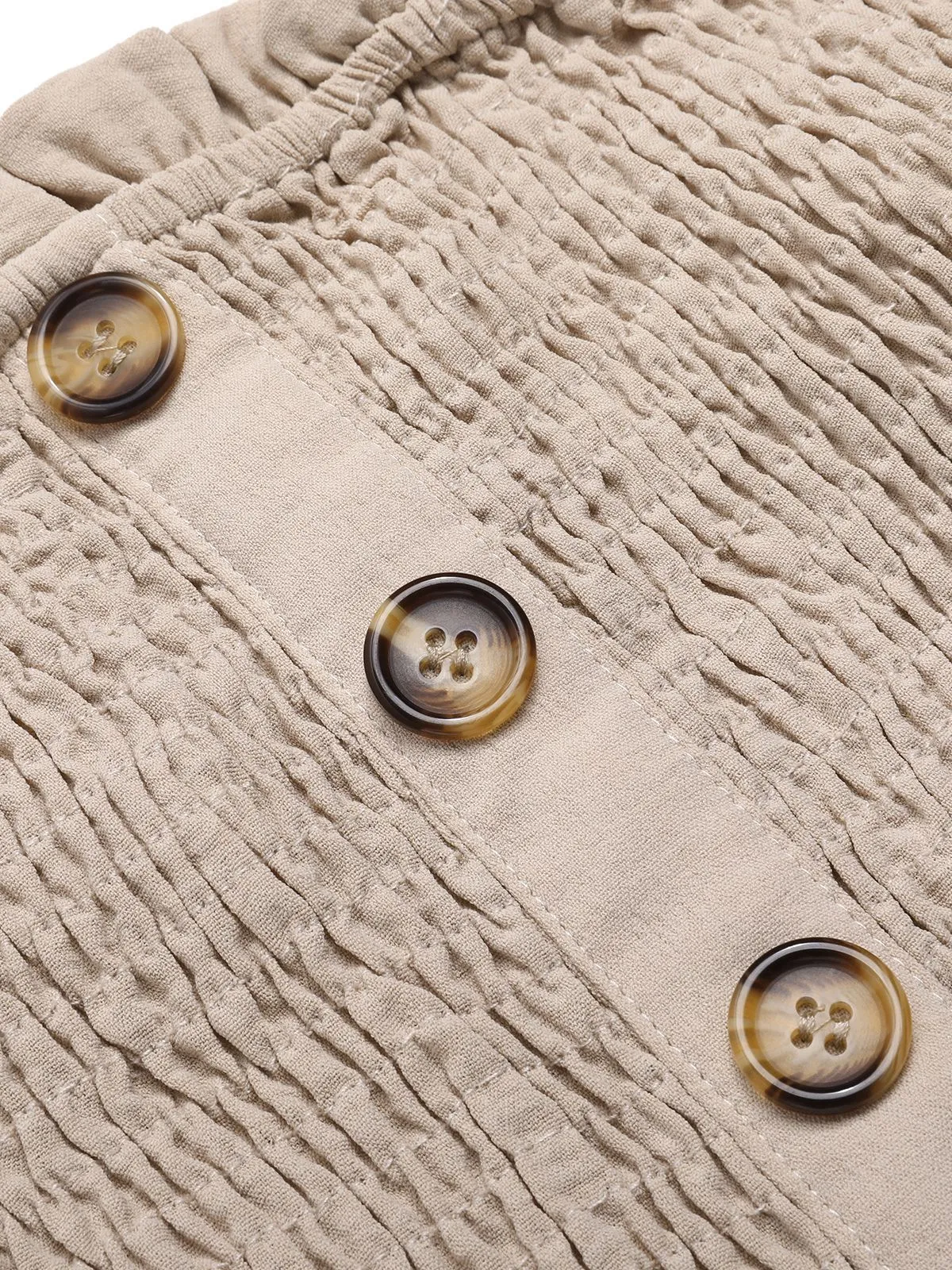 Beige 1950s Solid Smocking Strapless Romper sold by Retro Stage product image thumbnail 4