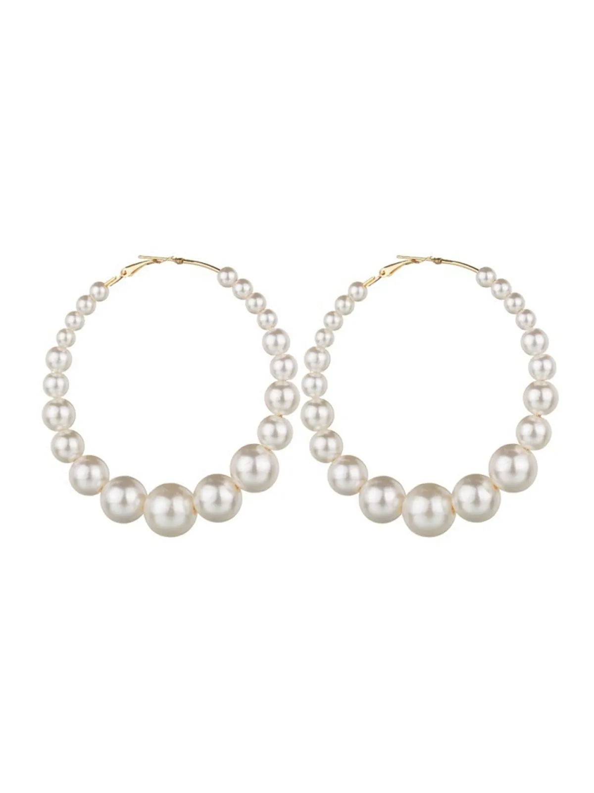 Pearl Large Hoop Vintage Earrings sold by Retro Stage