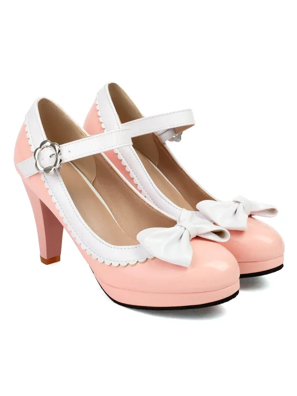 Retro Round Toe Bow High Heels Shoes sold by Retro Stage