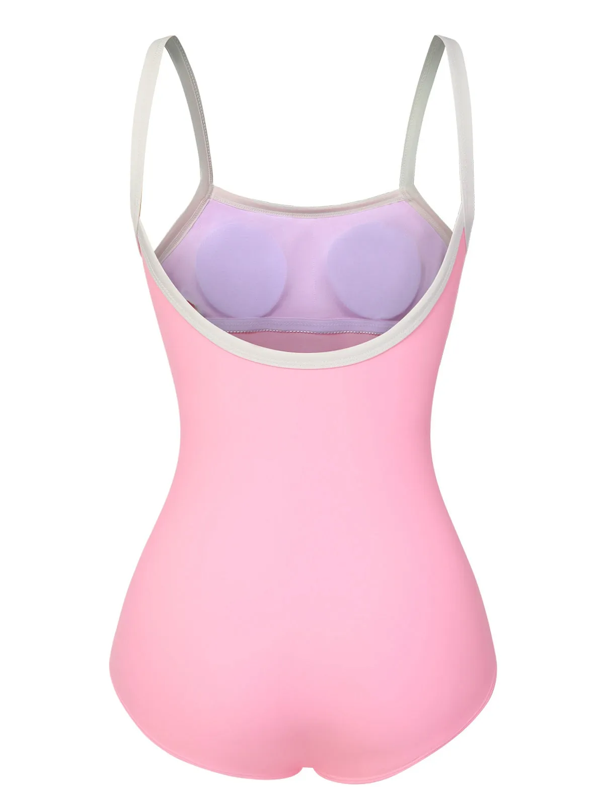 Pink & White 1950s U-Back Strap Swimsuit sold by Retro Stage product image thumbnail 3