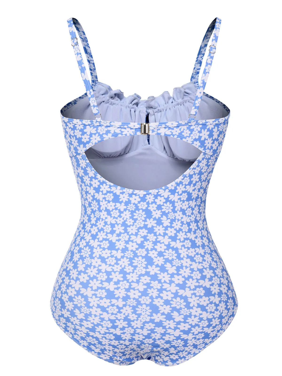 Blue 1980s Ditsy Floral Strap Swimsuit sold by Retro Stage product image thumbnail 3