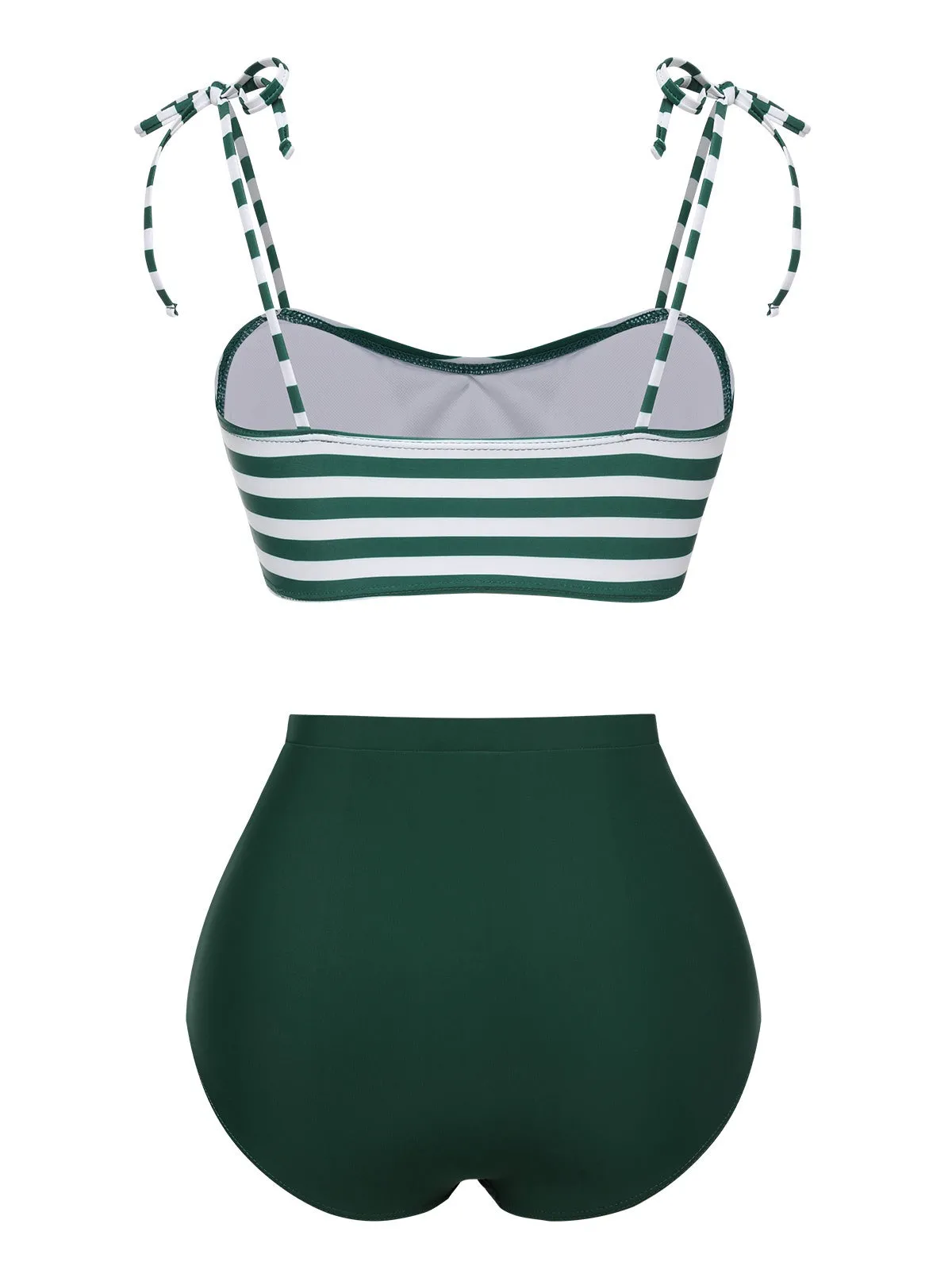 Green 1960s Stripe Shoulder Straps Swimsuit sold by Retro Stage product image thumbnail 4