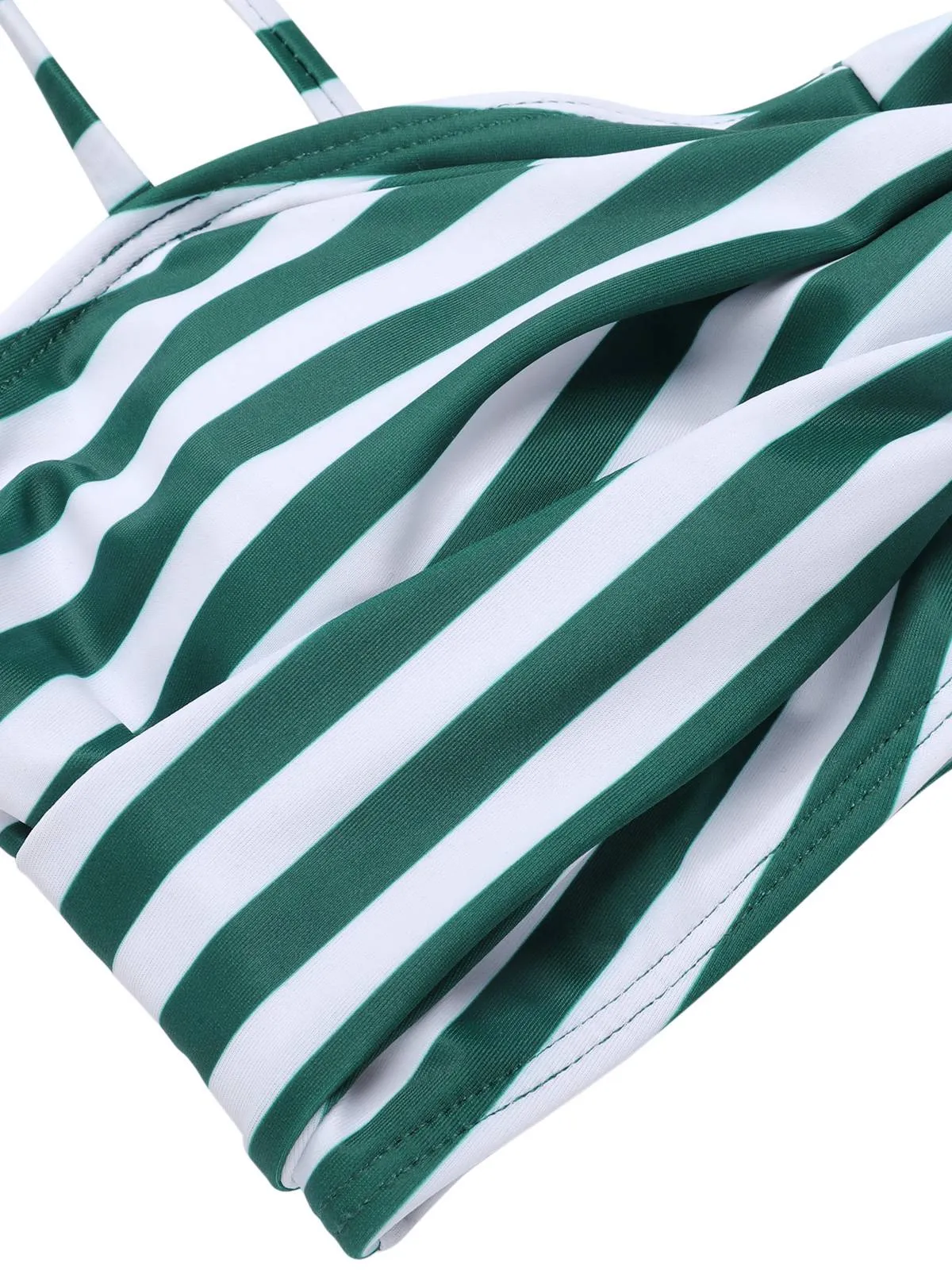 Green 1960s Stripe Shoulder Straps Swimsuit sold by Retro Stage product image thumbnail 5