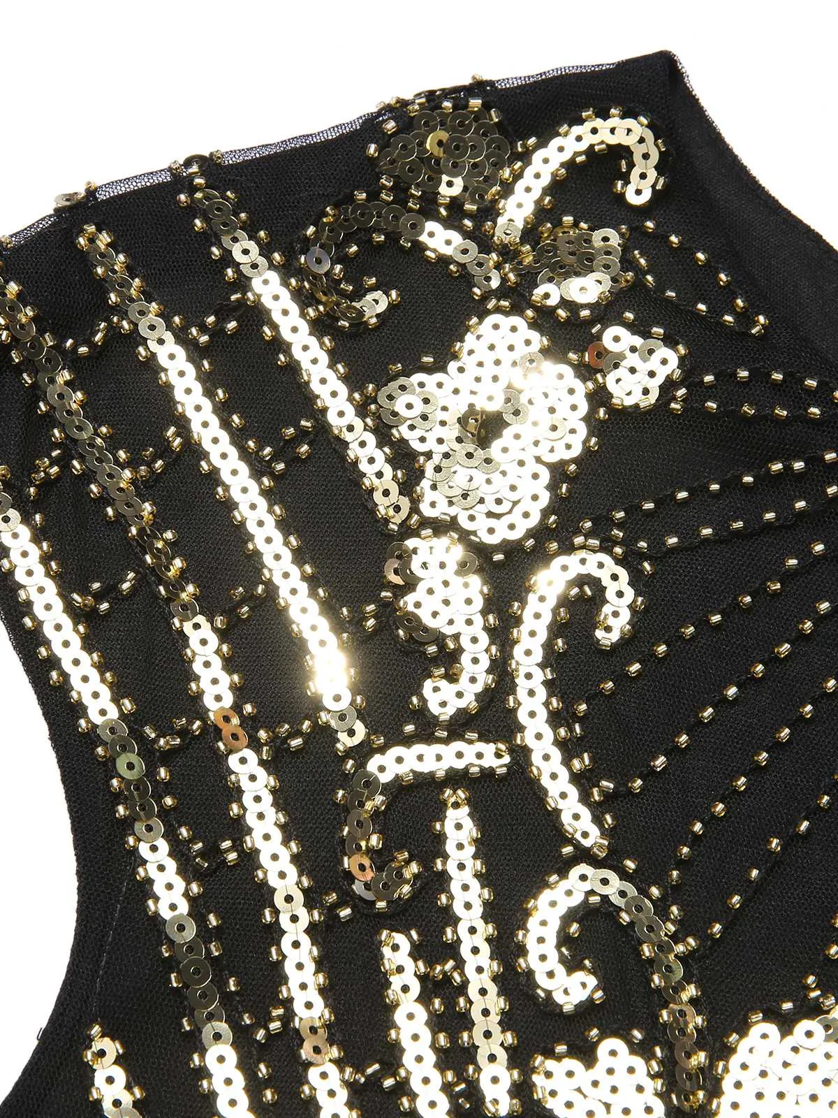 Black 1920s Sequined Tassel Cap Sleeve Dress sold by Retro Stage product image thumbnail 4