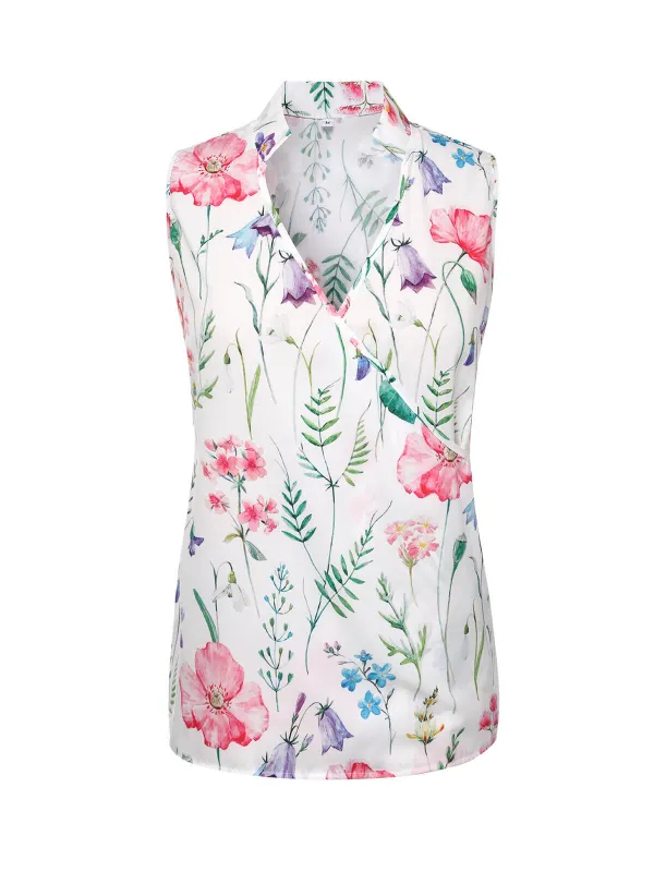 Multicolor 1960s Floral Surplice V Neck Tops sold by Retro Stage