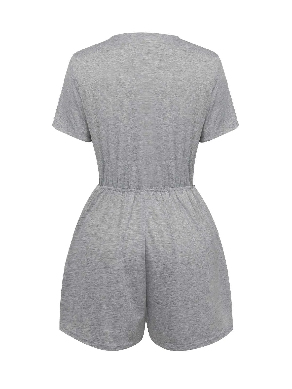 Light Gray 1950s Round Neck Solid Romper sold by Retro Stage product image thumbnail 3