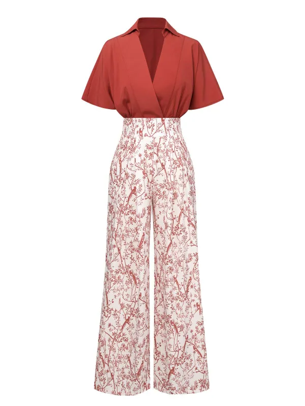2PCS 1930s Solid Dolman Blouse & Floral Pants sold by Retro Stage