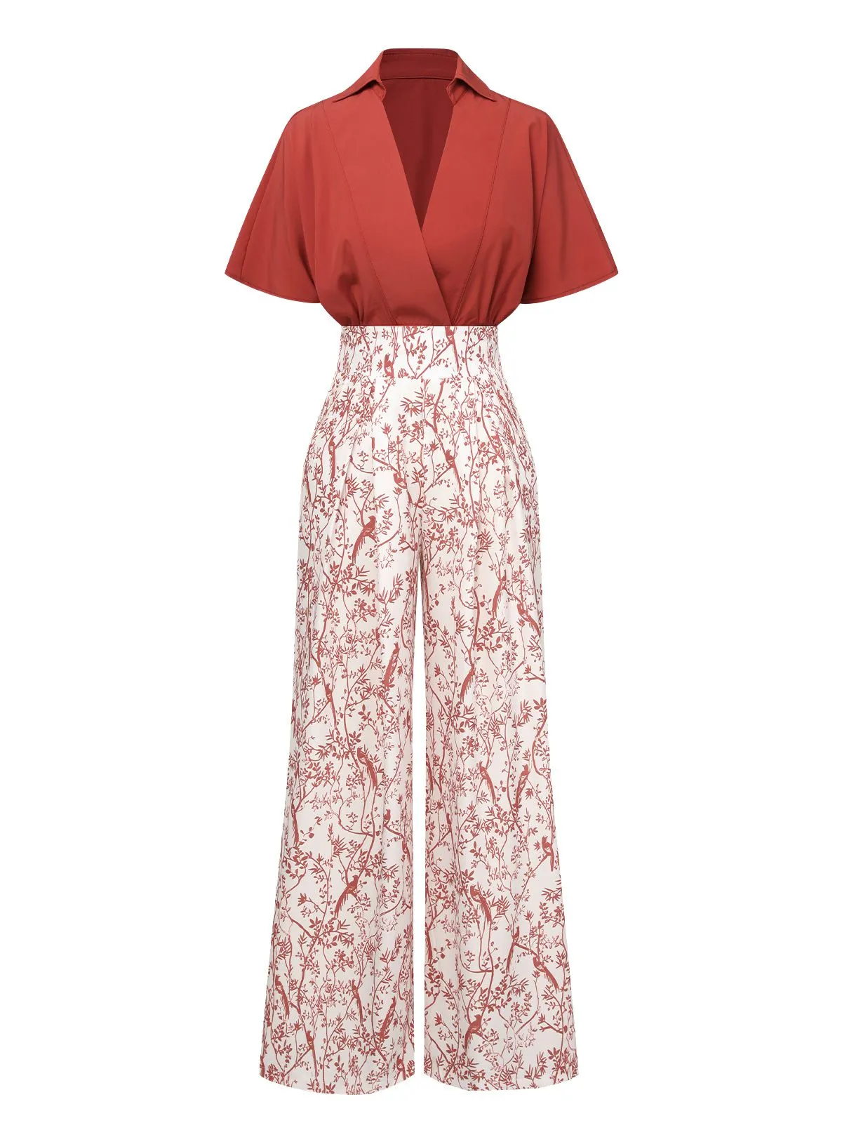 2PCS 1930s Solid Dolman Blouse & Floral Pants sold by Retro Stage