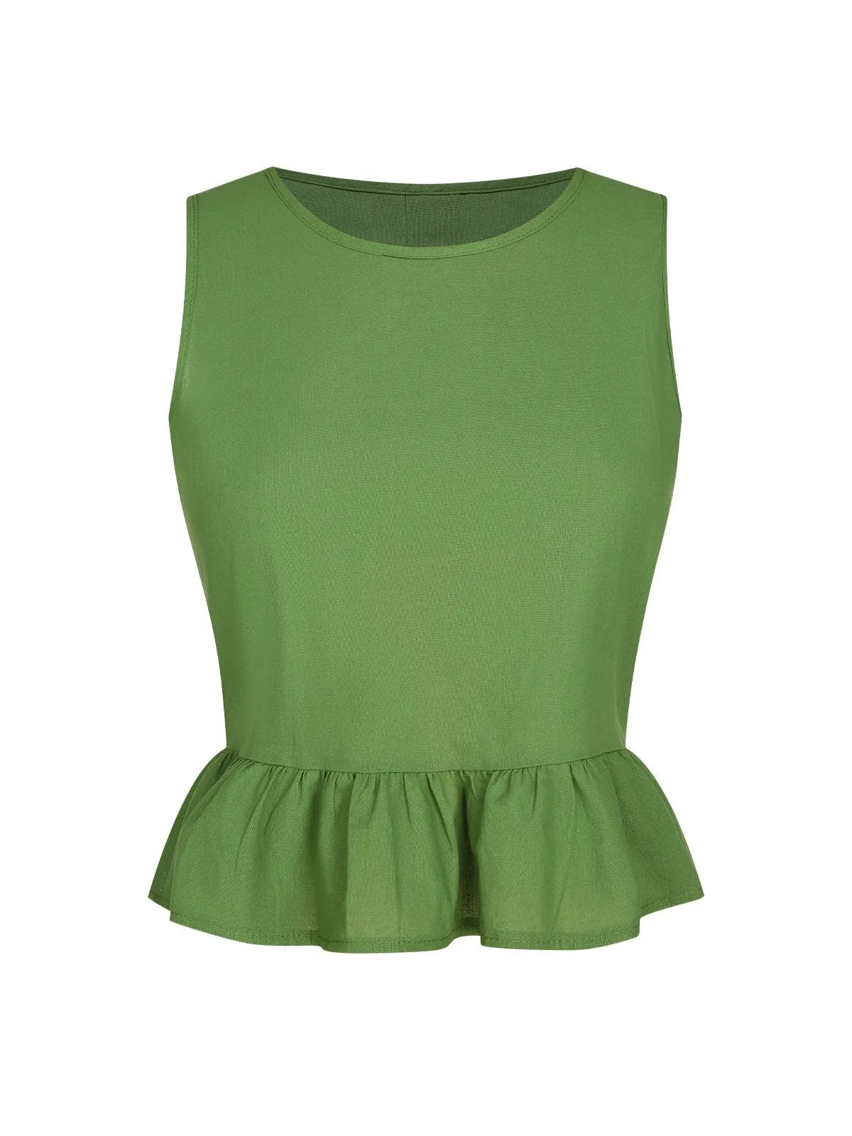 2PCS Green 1960s Ruffled Hem Top & Cropped Pants sold by Retro Stage product image thumbnail 3