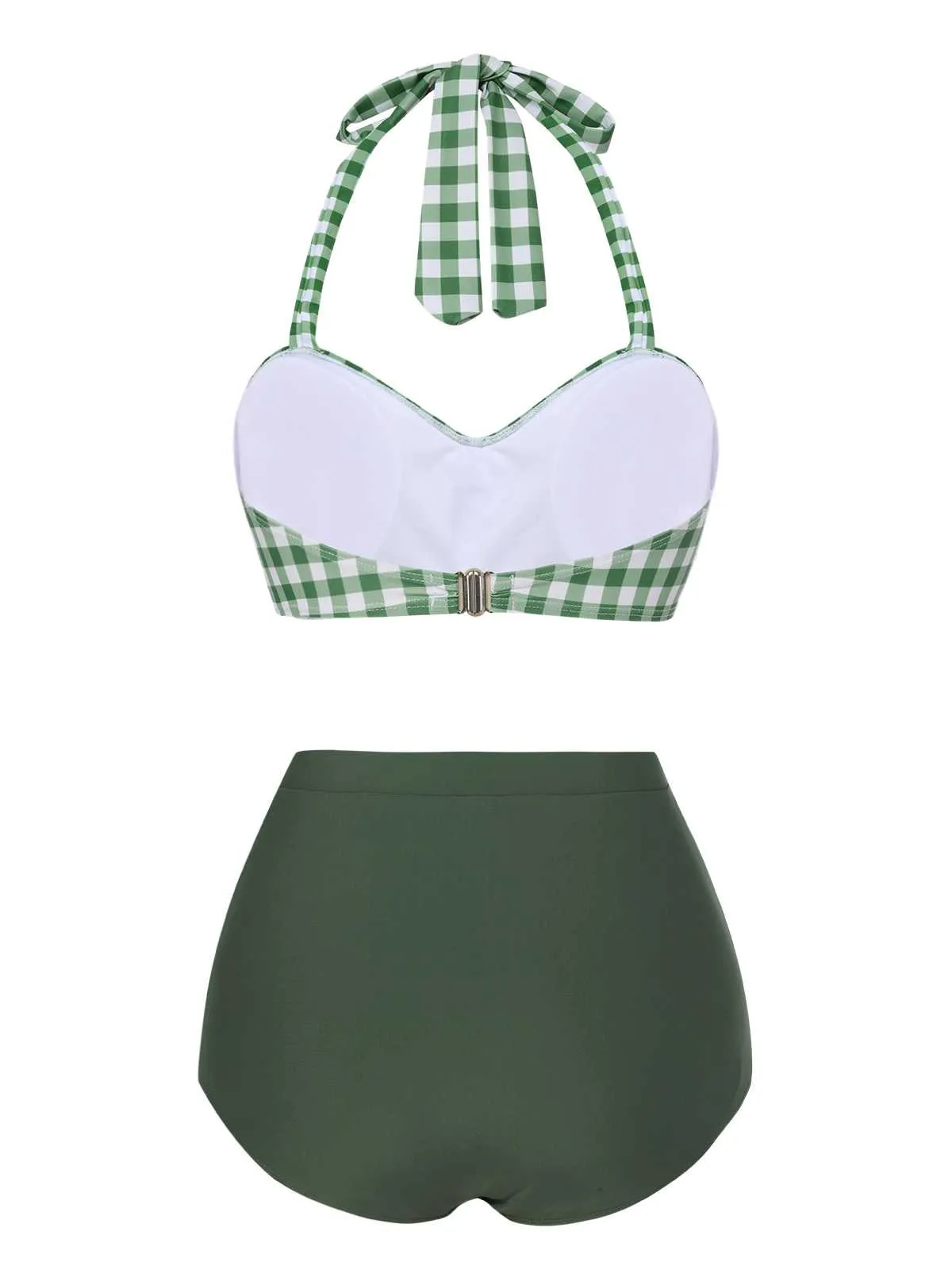 Green Gray 1940s Halter Plaids Swimsuit sold by Retro Stage product image thumbnail 4