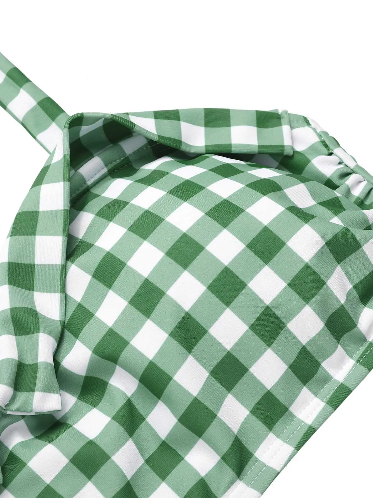 Green Gray 1940s Halter Plaids Swimsuit sold by Retro Stage product image thumbnail 5