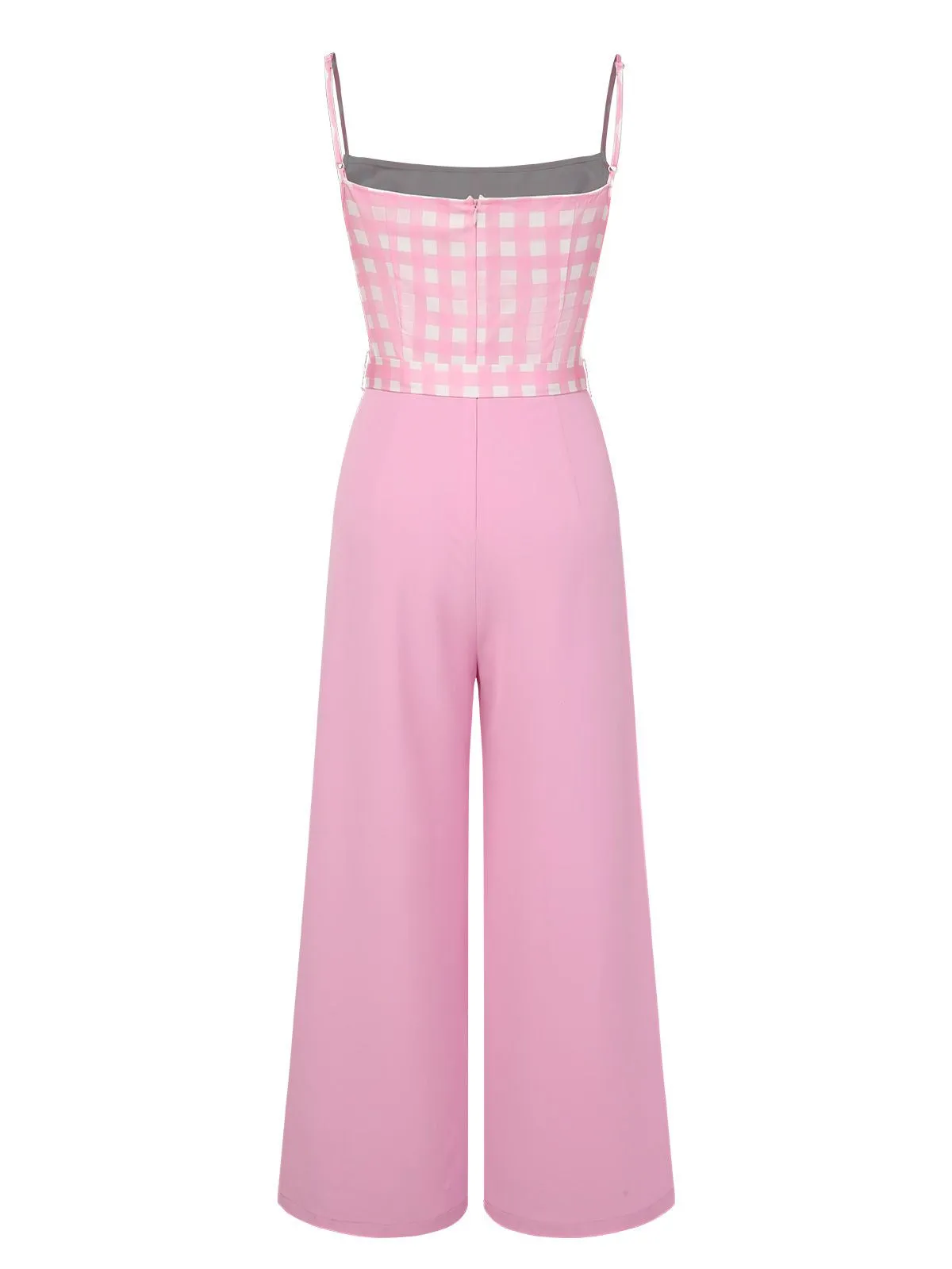 Pink 1950s Gingham Plaid Suspender Jumpsuit sold by Retro Stage product image thumbnail 4