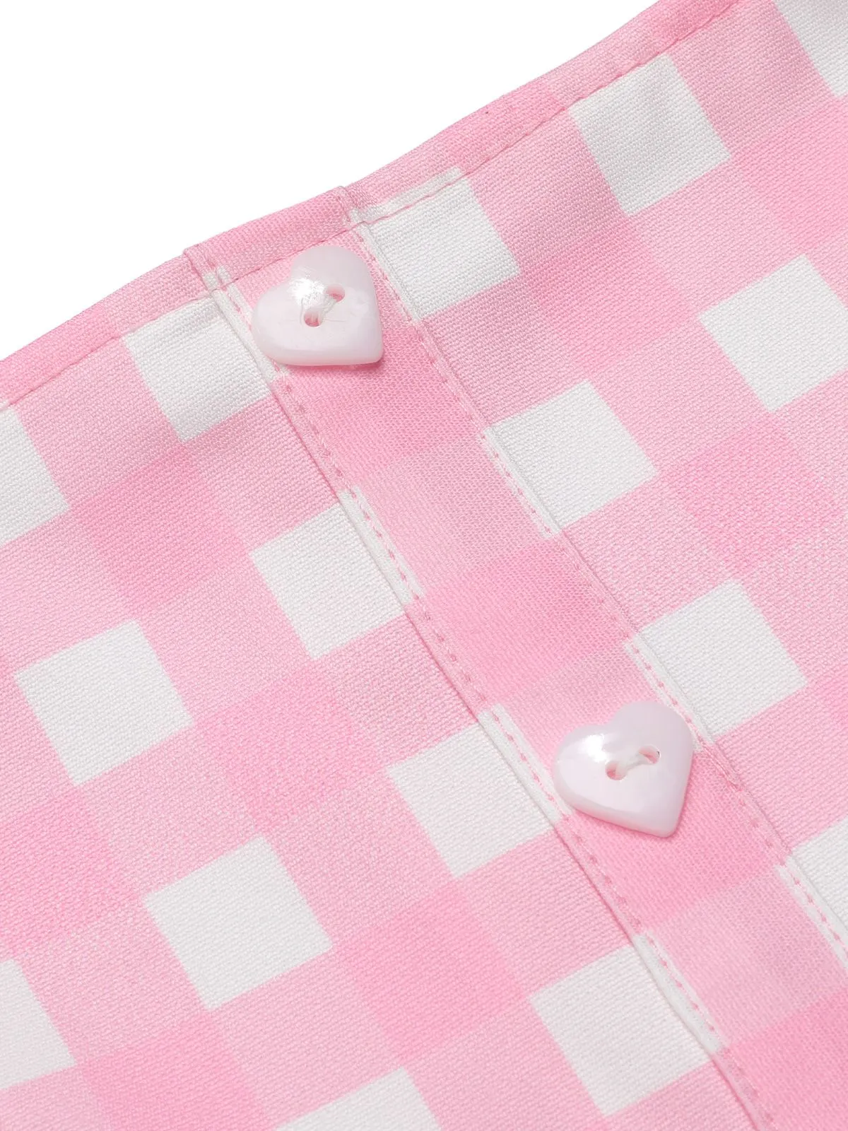 Pink 1950s Gingham Plaid Suspender Jumpsuit sold by Retro Stage product image thumbnail 5