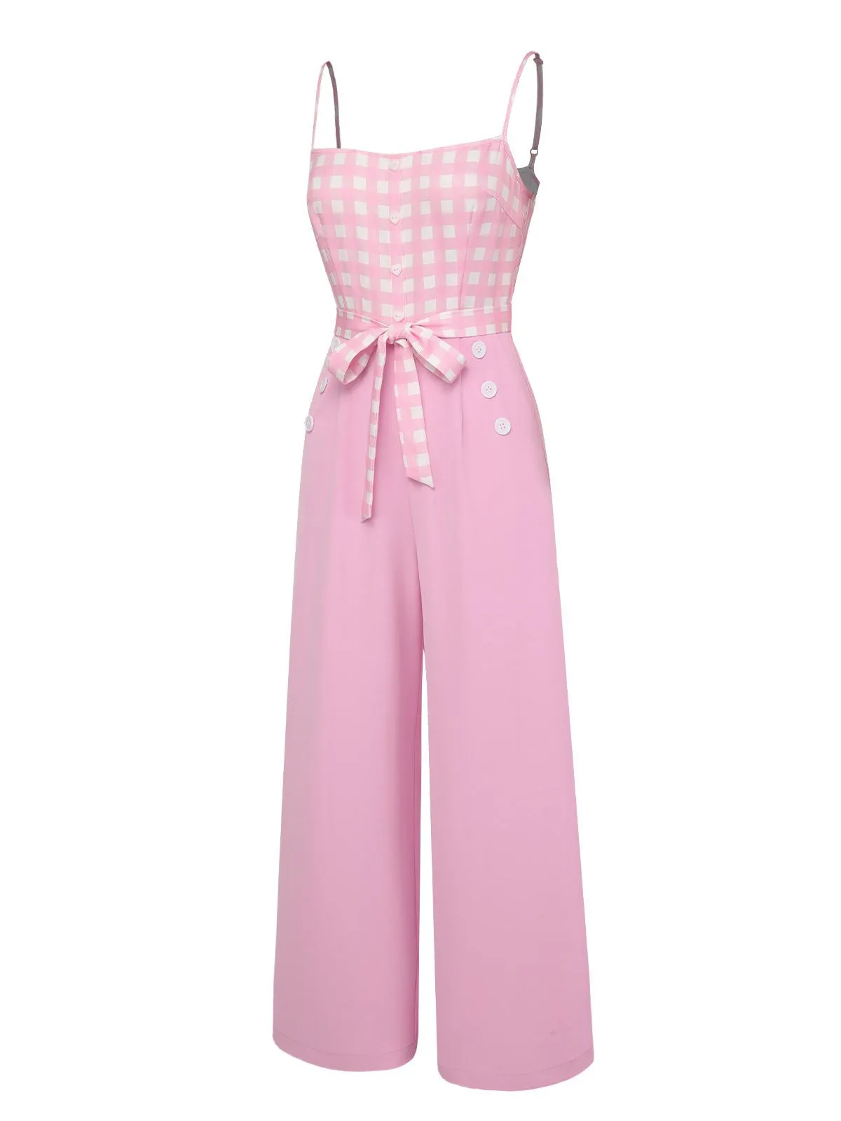Pink 1950s Gingham Plaid Suspender Jumpsuit sold by Retro Stage product image thumbnail 3