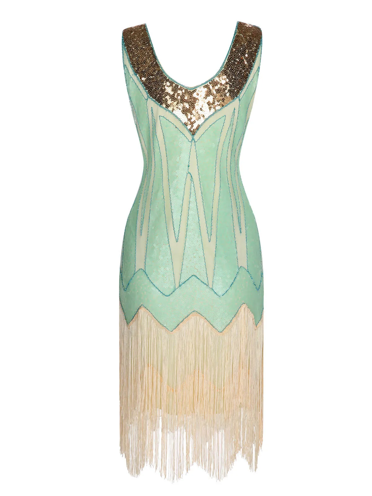 1920s Sequined Tassel V-Neck Dress sold by Retro Stage product image thumbnail 3
