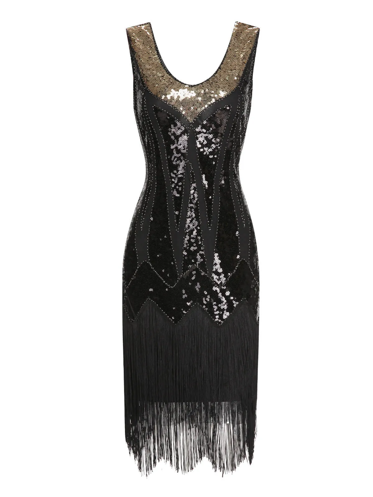 1920s Sequined Tassel V-Neck Dress sold by Retro Stage product image thumbnail 5