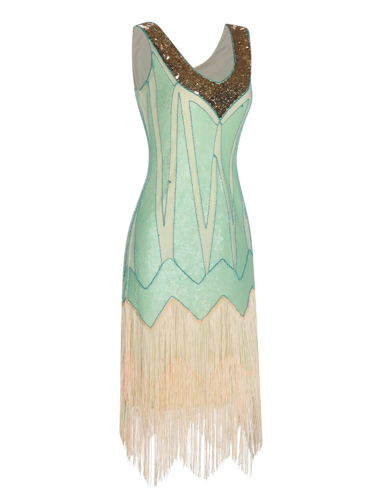 1920s Sequined Tassel V-Neck Dress sold by Retro Stage product image thumbnail 2