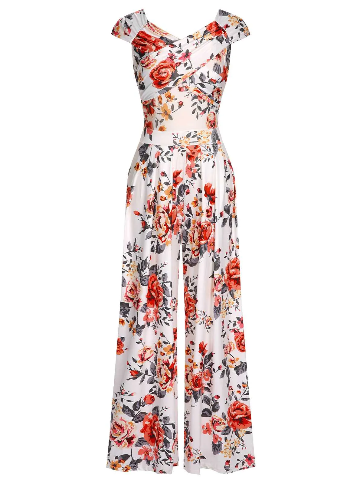 1930s Cold Shoulder Floral Jumpsuit sold by Retro Stage