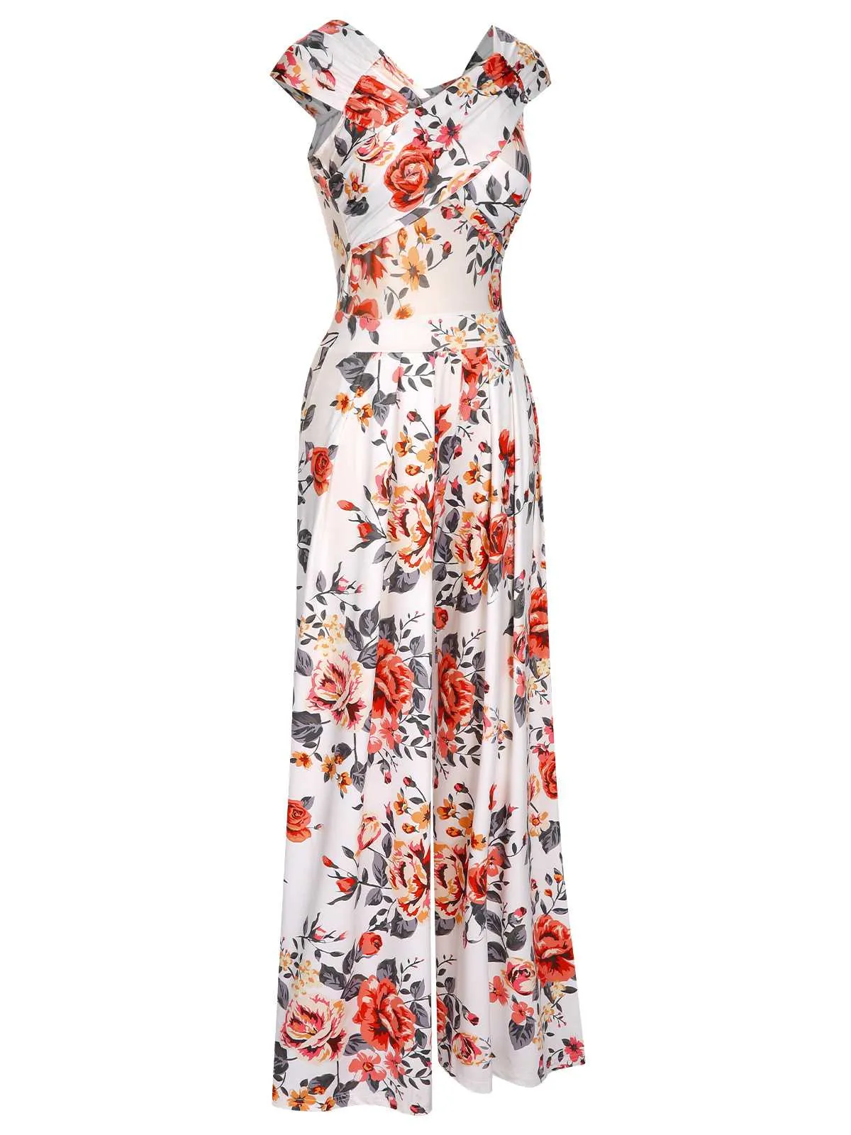 1930s Cold Shoulder Floral Jumpsuit sold by Retro Stage product image thumbnail 2