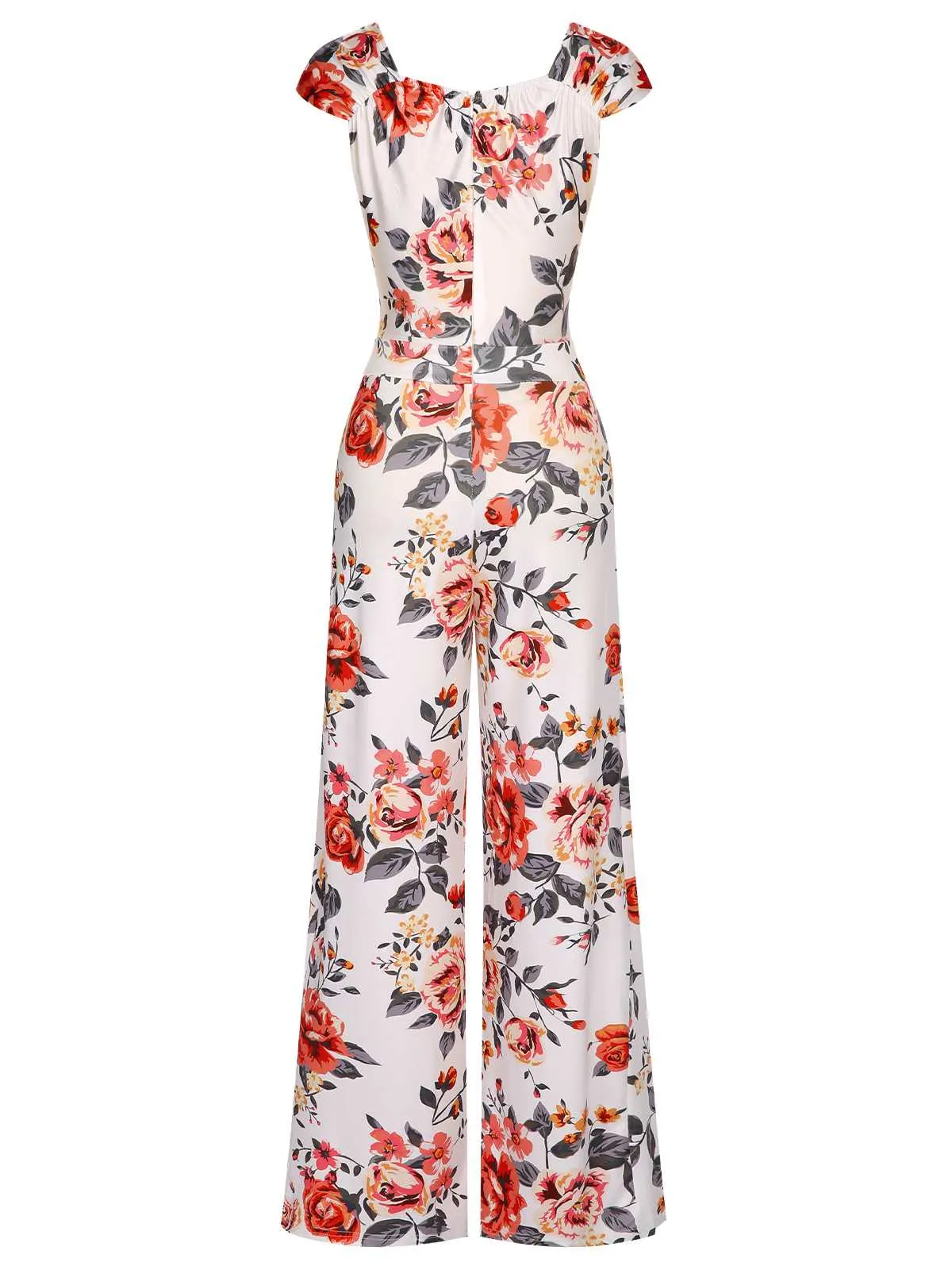 1930s Cold Shoulder Floral Jumpsuit sold by Retro Stage product image thumbnail 3