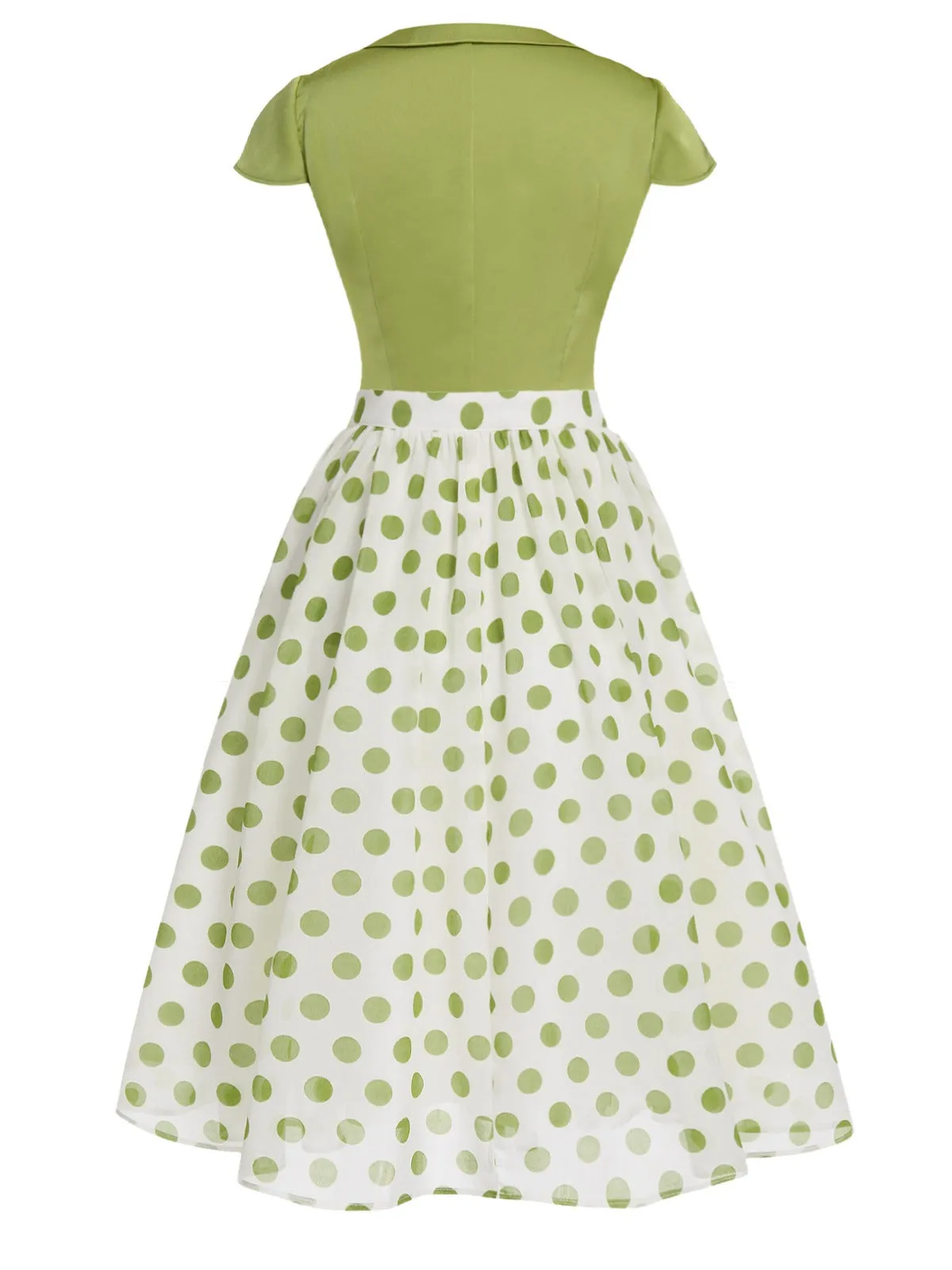 2PCS Green 1940s Buttons Shirt & Polka Dots Skirt sold by Retro Stage product image thumbnail 4