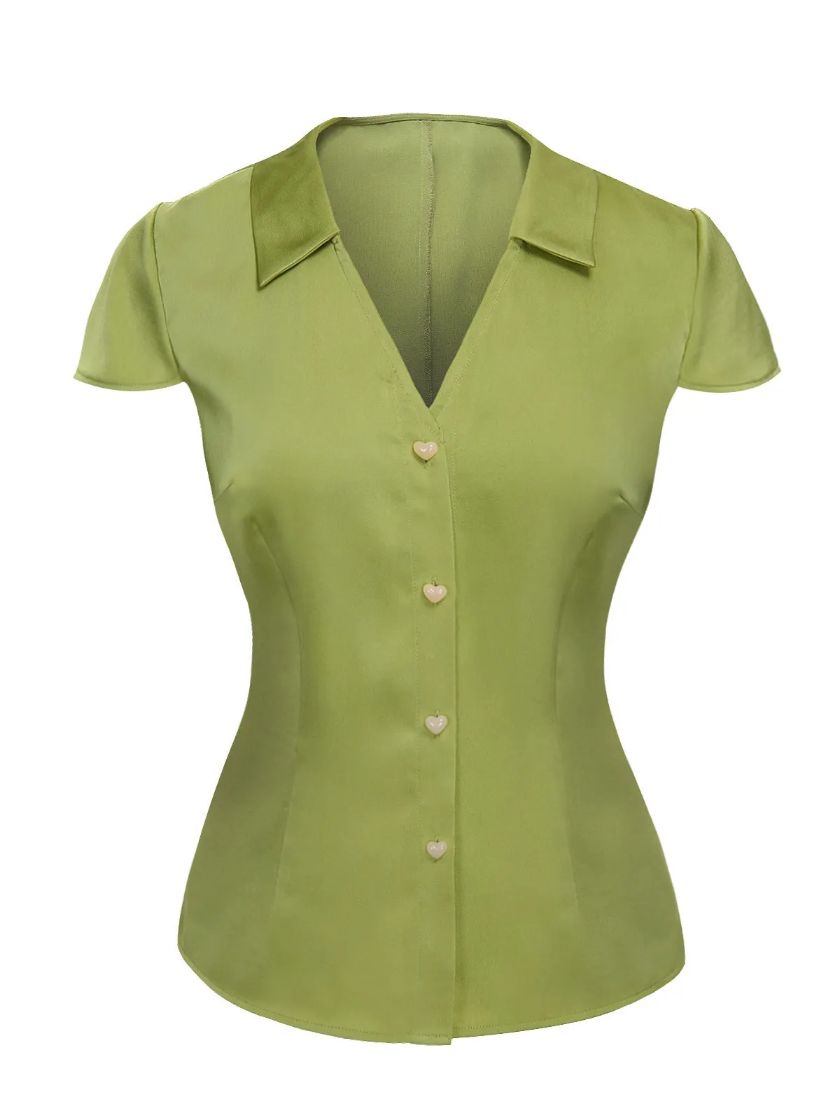 2PCS Green 1940s Buttons Shirt & Polka Dots Skirt sold by Retro Stage product image thumbnail 5
