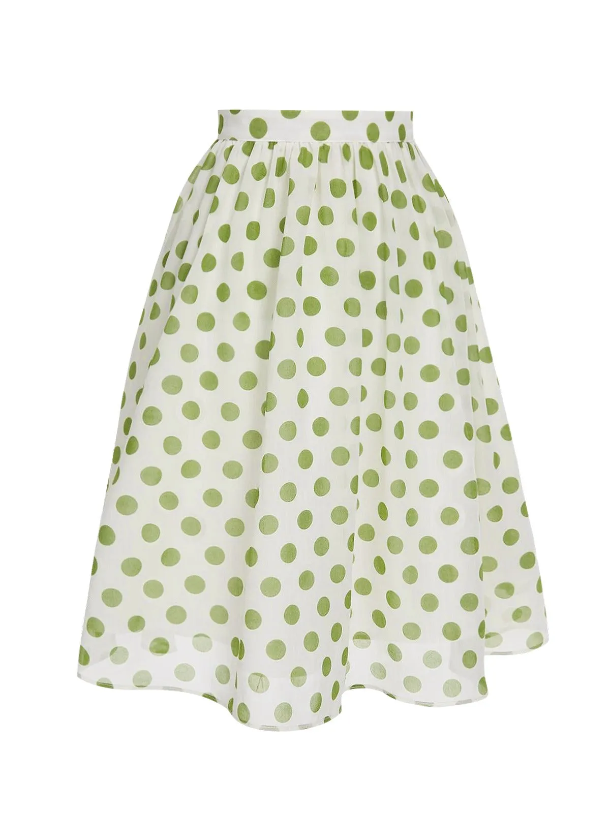 Green 1940s Schiffon Polka Dots Skirt sold by Retro Stage product image thumbnail 2