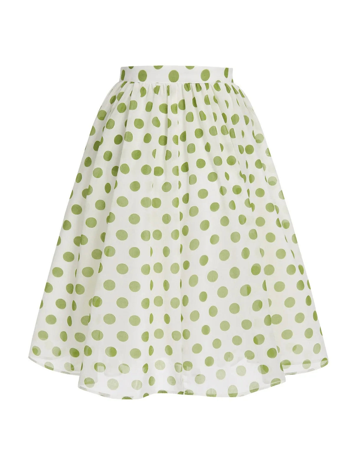 Green 1940s Schiffon Polka Dots Skirt sold by Retro Stage product image thumbnail 3