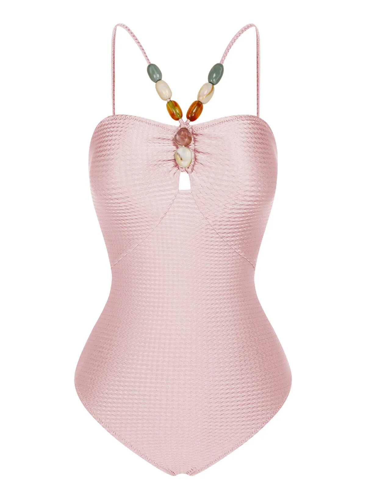 1960s Solid Textured Bandeau Halter Swimsuit sold by Retro Stage product image thumbnail 5