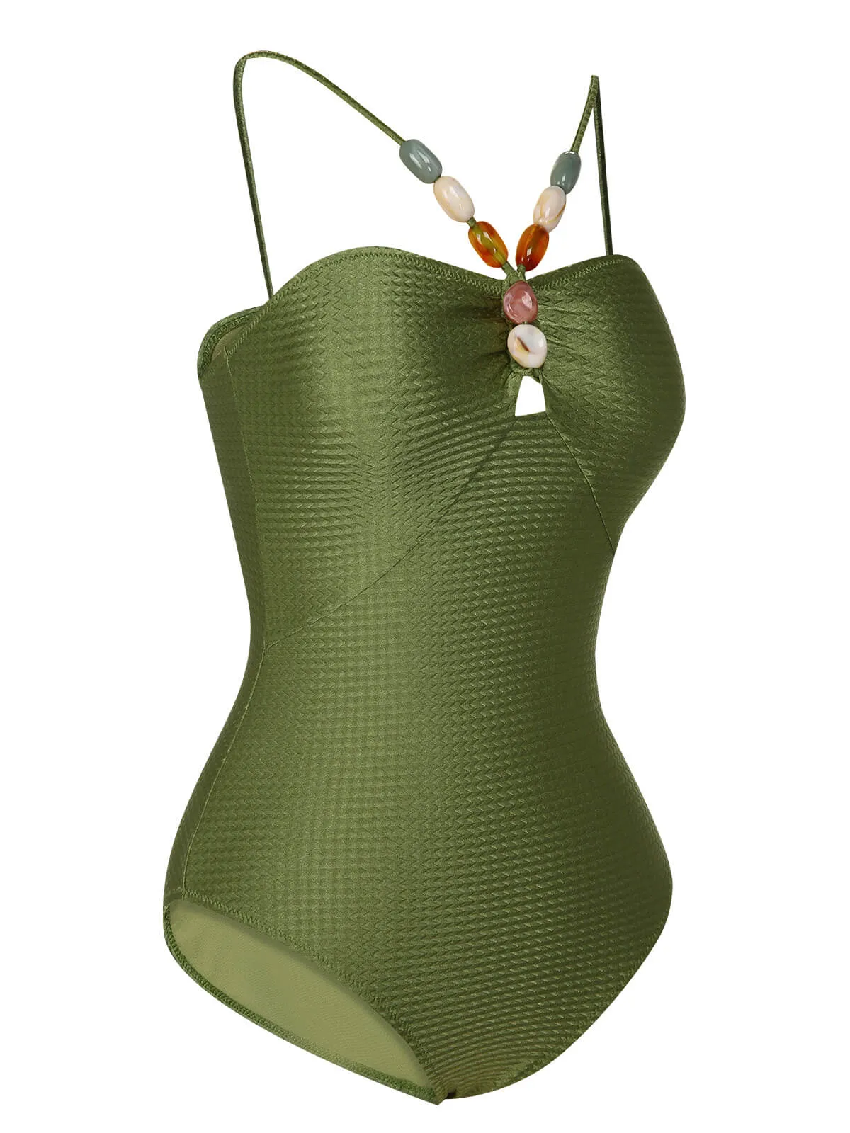 1960s Solid Textured Bandeau Halter Swimsuit sold by Retro Stage product image thumbnail 2