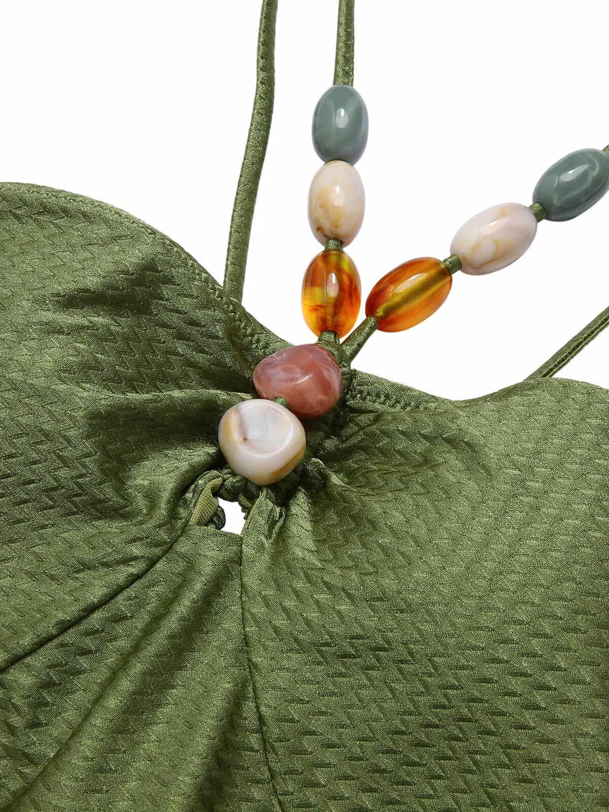 1960s Solid Textured Bandeau Halter Swimsuit sold by Retro Stage product image thumbnail 4