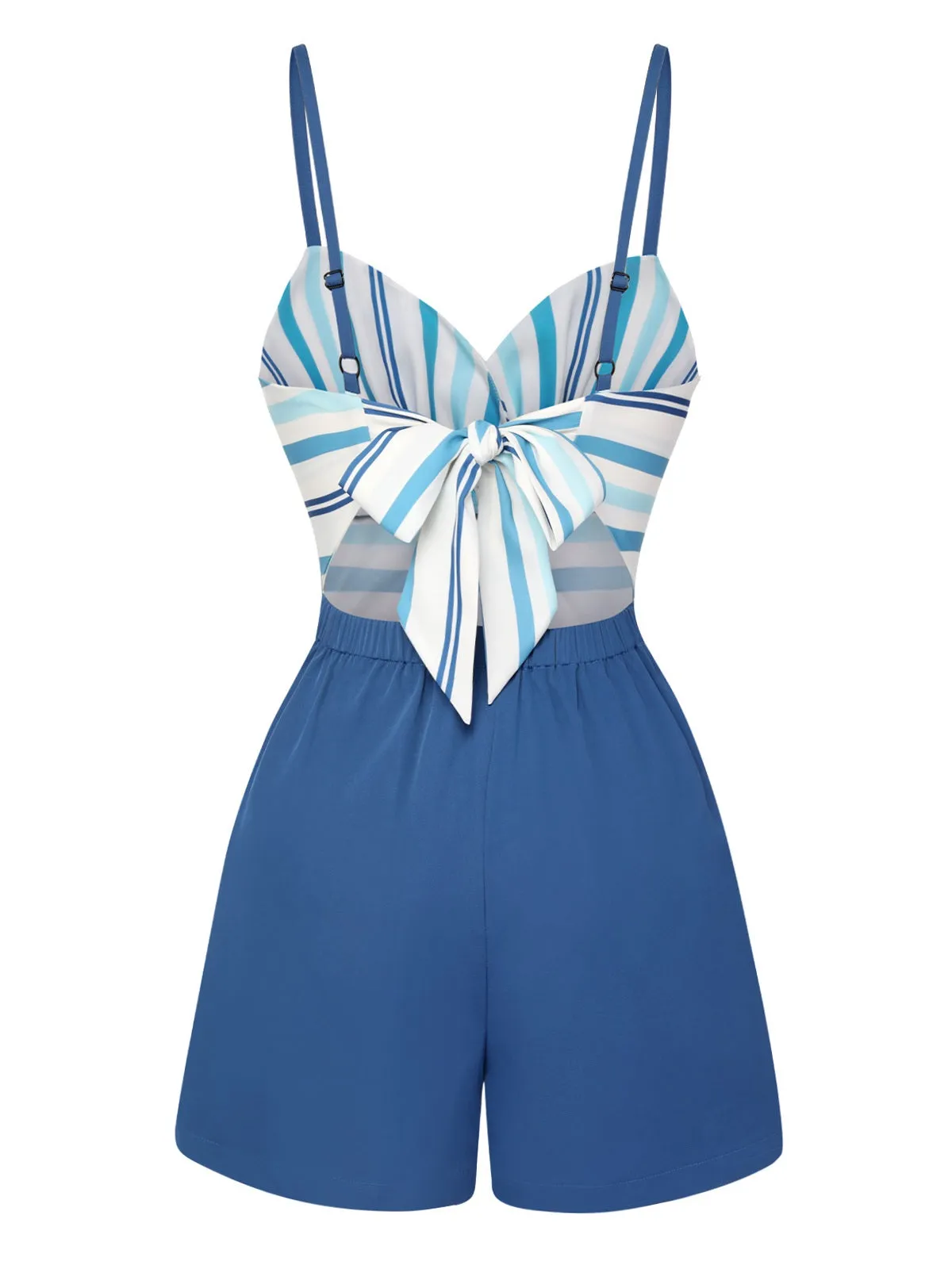 Blue 1950s Stripe Back Strap Romper sold by Retro Stage product image thumbnail 4