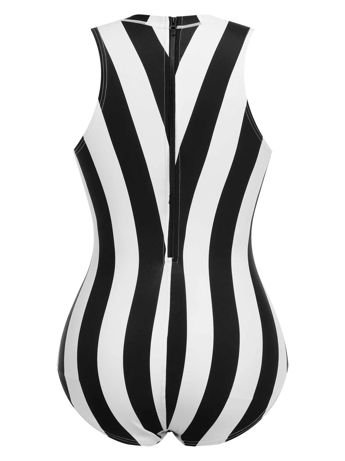 1950s Contrast Stripes Triangle One-Piece Swimsuit sold by Retro Stage product image thumbnail 4