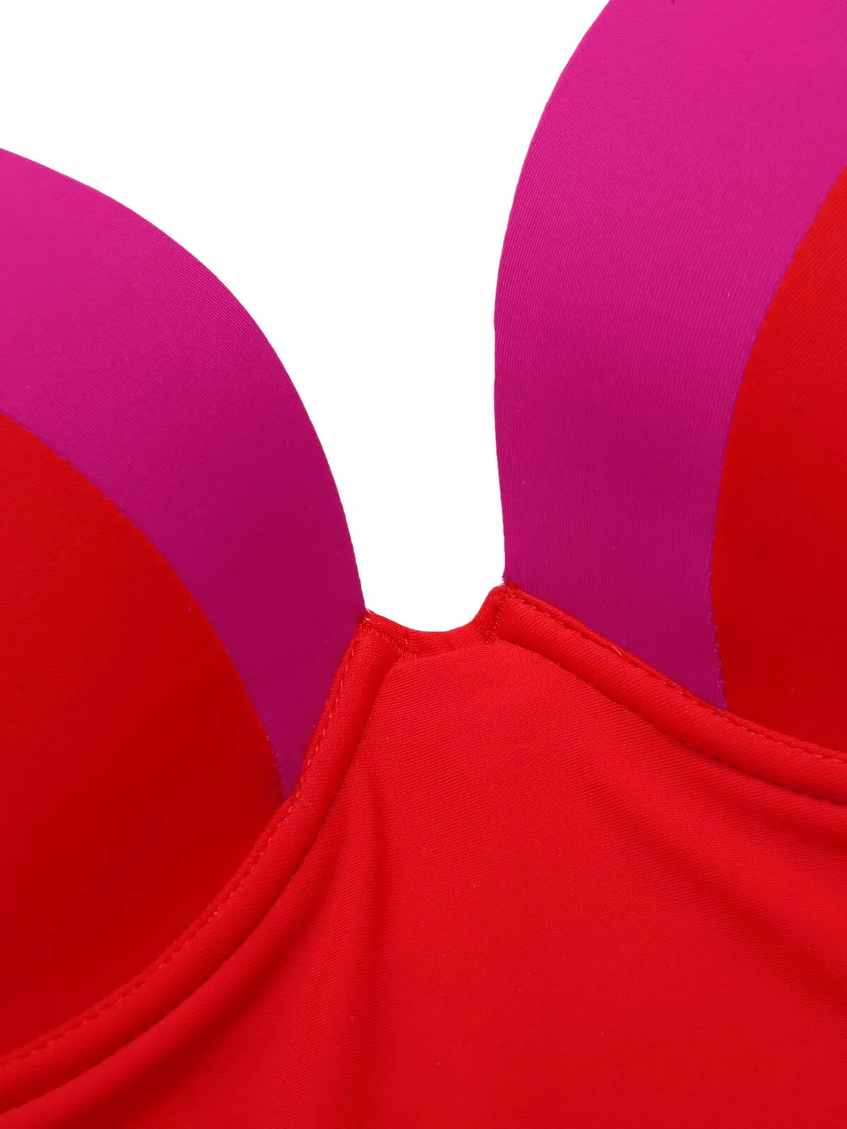 Red 1950s Colorblock Shoulder Tie-Up Swimsuit sold by Retro Stage product image thumbnail 4