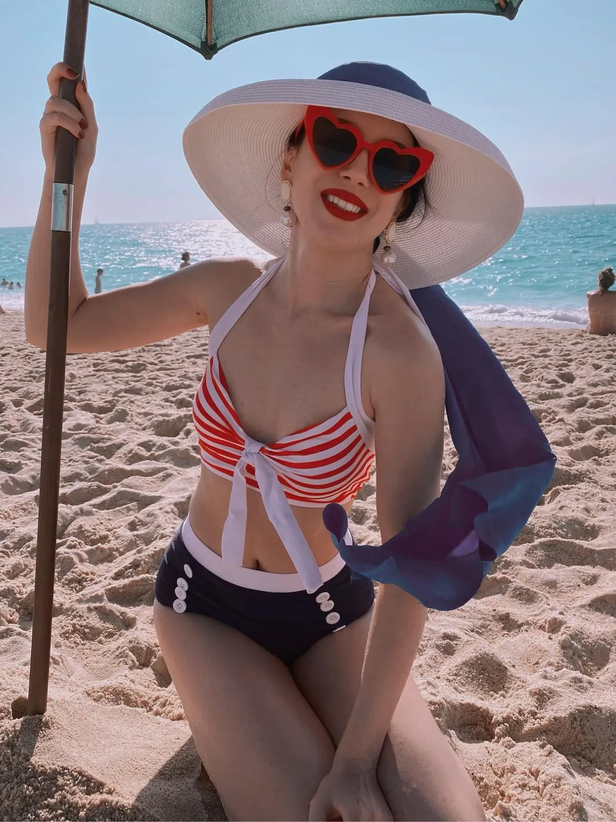 1950s Retro Strap Stripes Criss Cross Bikini sold by Retro Stage