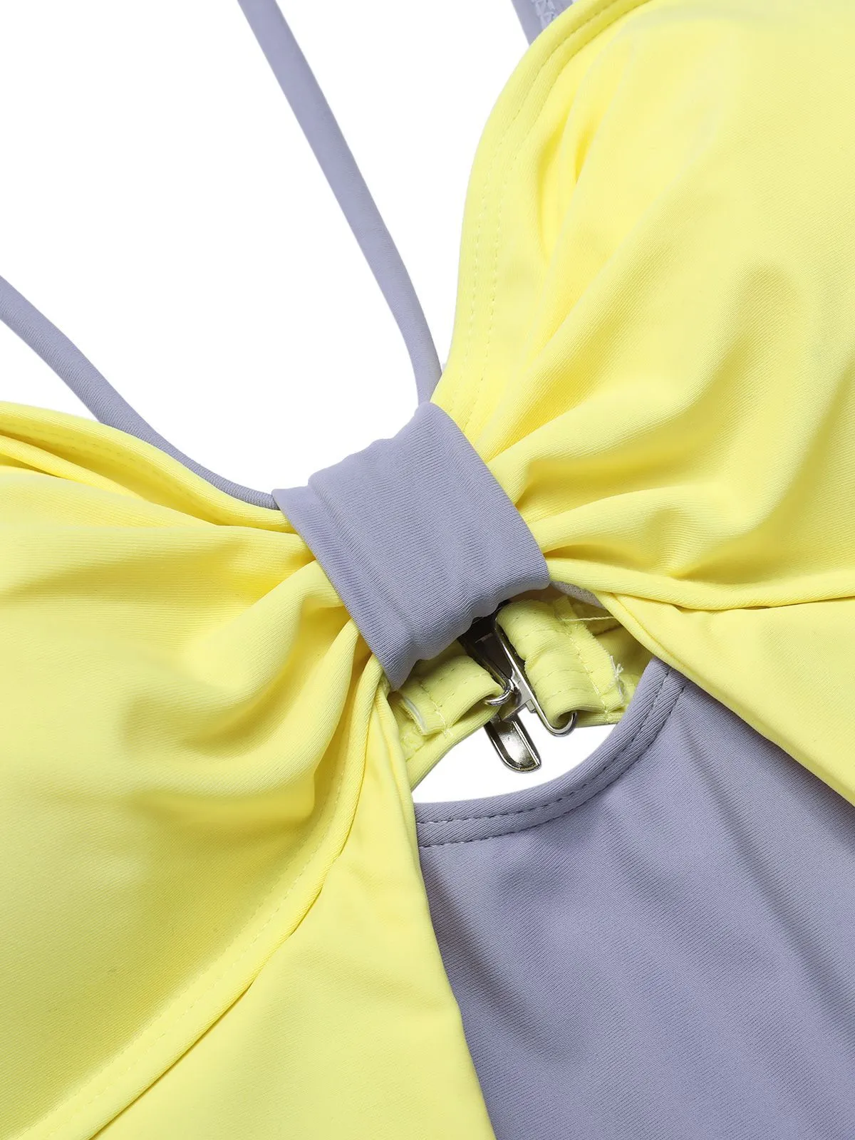 Purple & Yellow 1950s Cut Out Contrast Bow Swimsuit sold by Retro Stage product image thumbnail 4