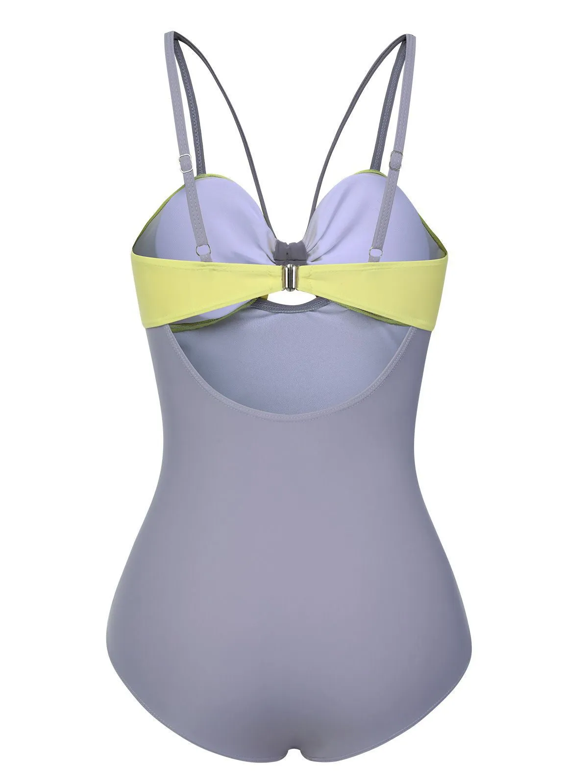 Purple & Yellow 1950s Cut Out Contrast Bow Swimsuit sold by Retro Stage product image thumbnail 3