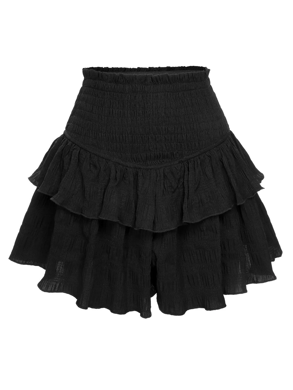 Black 1950s Ruffles Solid Shorts sold by Retro Stage product image thumbnail 2