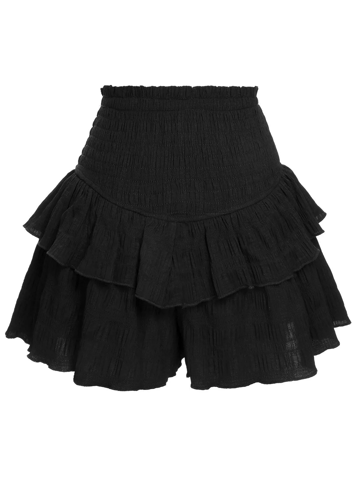 Black 1950s Ruffles Solid Shorts sold by Retro Stage product image thumbnail 4