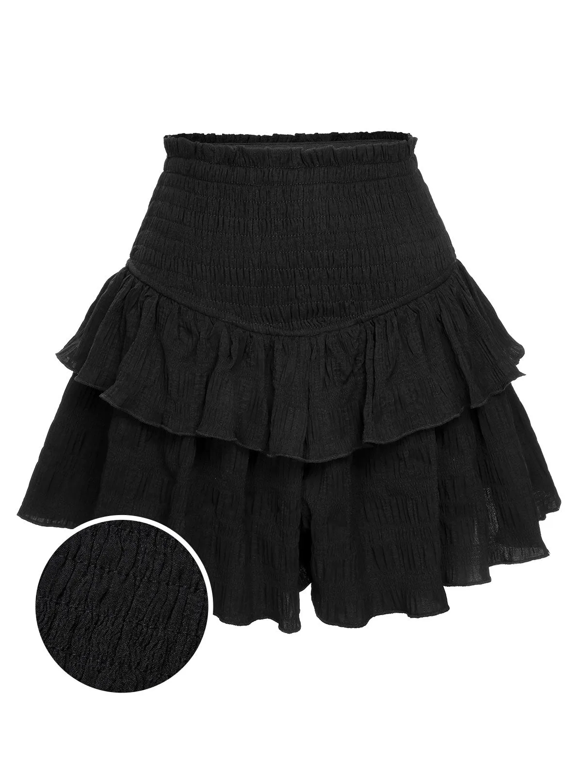 Black 1950s Ruffles Solid Shorts sold by Retro Stage