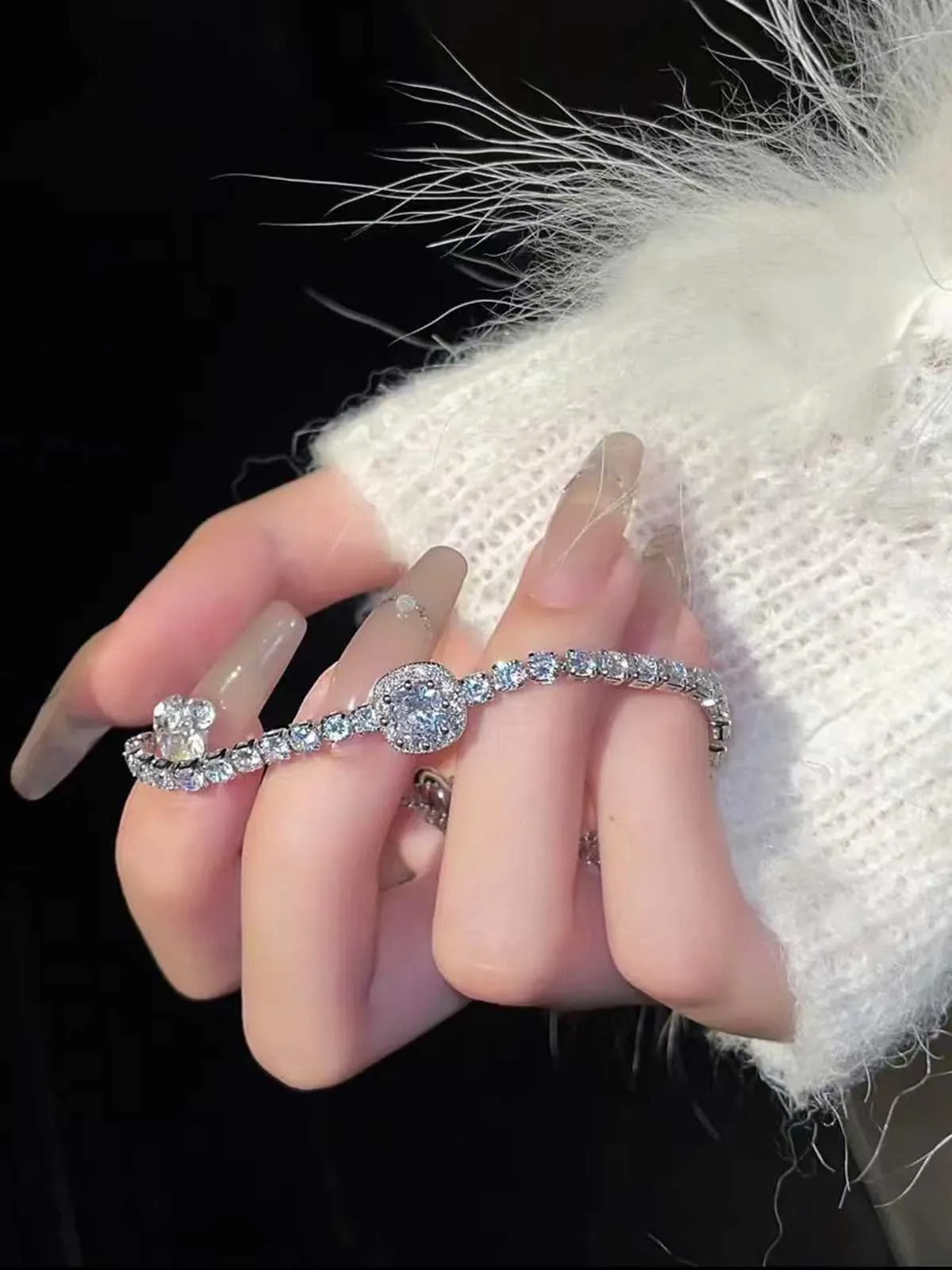Silver Alloy Diamond Bracelet sold by Retro Stage
