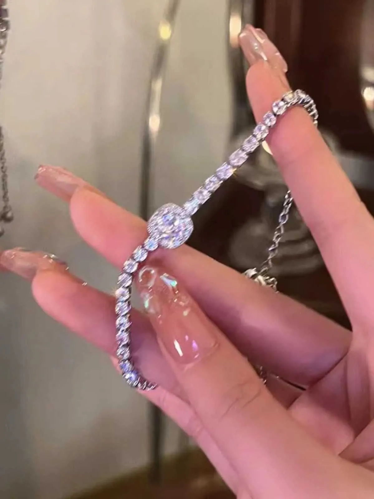 Silver Alloy Diamond Bracelet sold by Retro Stage product image thumbnail 3