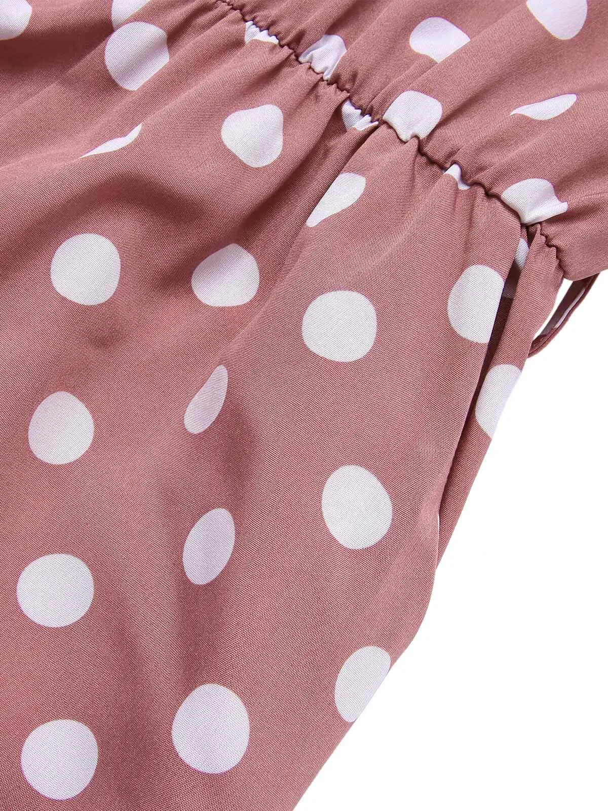 Pink 1930s Polka Dots Drawstring Halter Jumpsuit sold by Retro Stage product image thumbnail 4