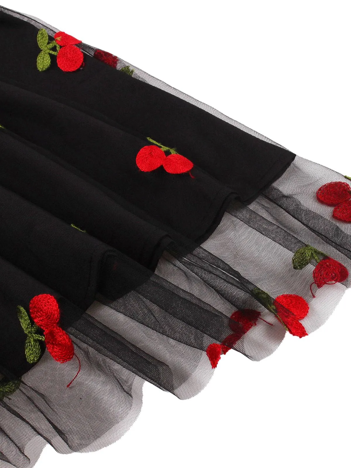 Vintage 1950s Mesh Red Cherry Skirt sold by Retro Stage product image thumbnail 4