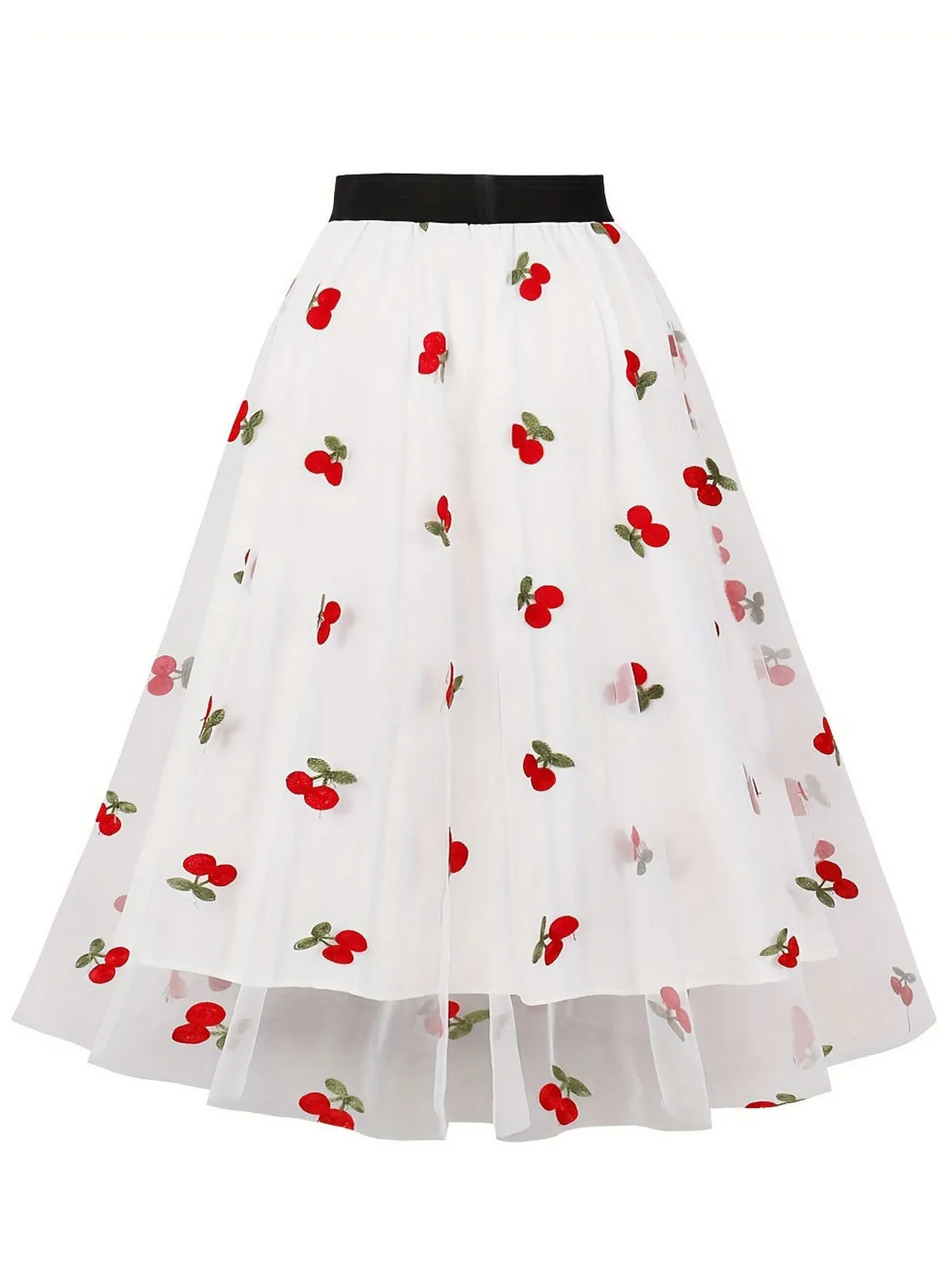 Vintage 1950s Mesh Red Cherry Skirt sold by Retro Stage product image thumbnail 2