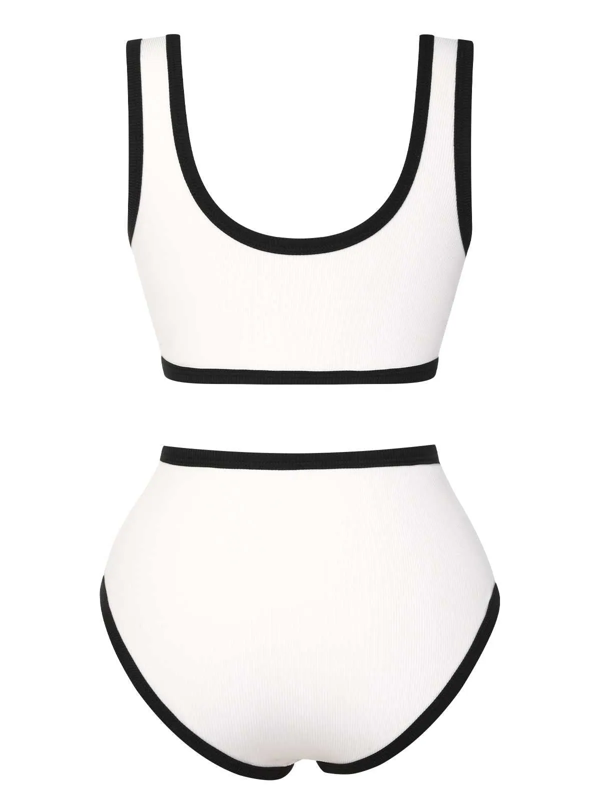 White 1930s Knit Contrast Swimsuit sold by Retro Stage product image thumbnail 3
