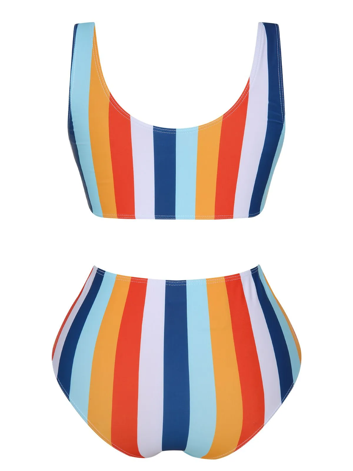 1930s Scoop Neck Rainbow Striped Swimsuit Set sold by Retro Stage product image thumbnail 3