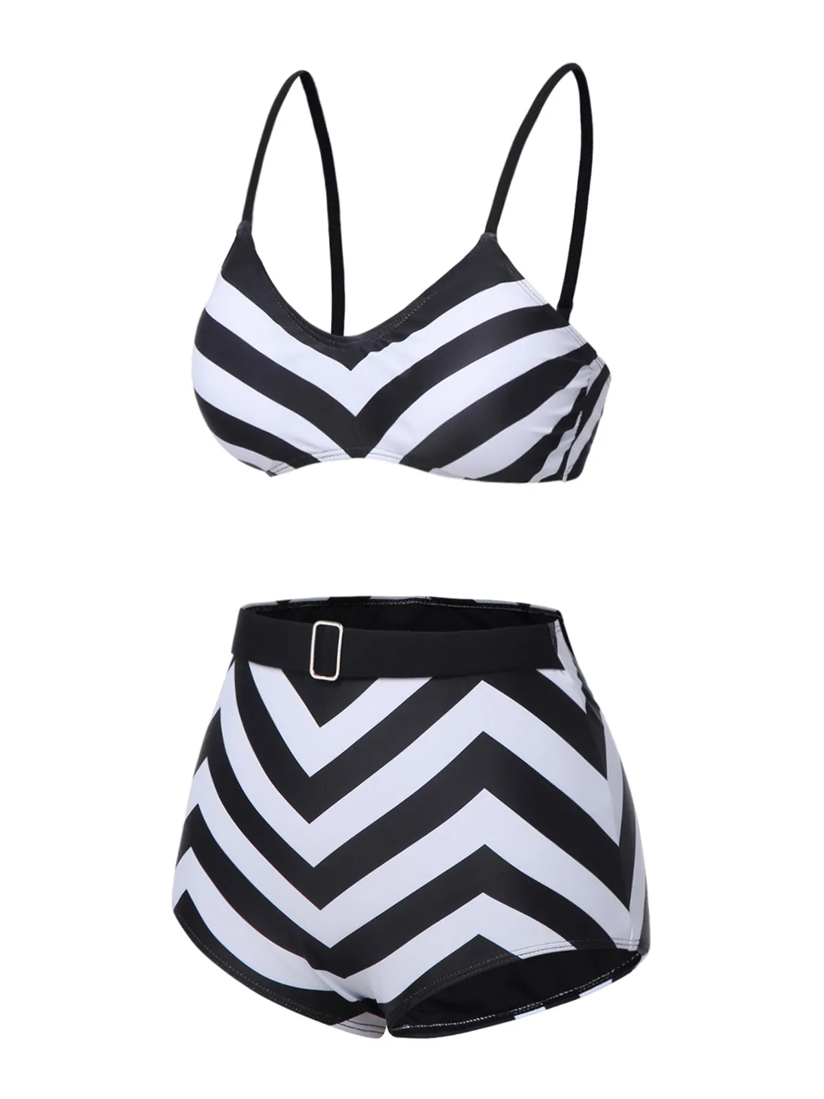 Black 1950s Striped Spaghetti Strap Swimsuit sold by Retro Stage product image thumbnail 4