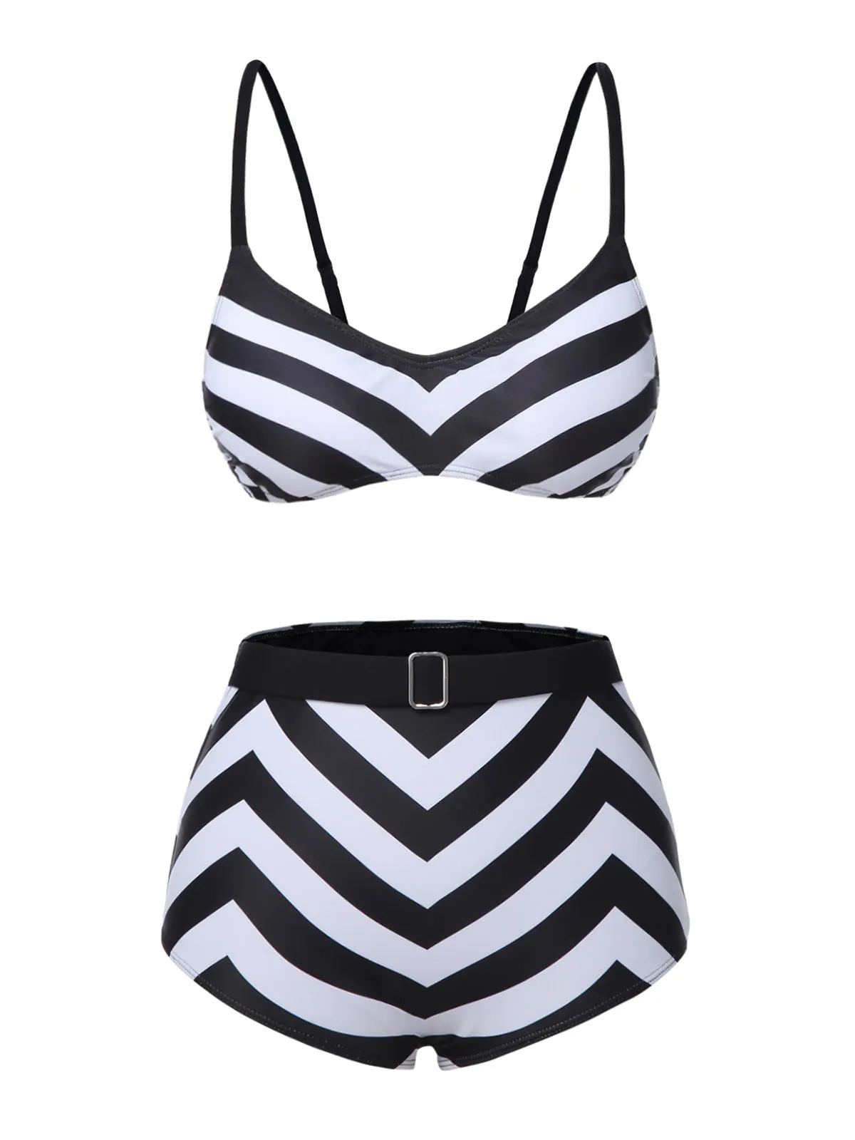 Black 1950s Striped Spaghetti Strap Swimsuit sold by Retro Stage product image thumbnail 3