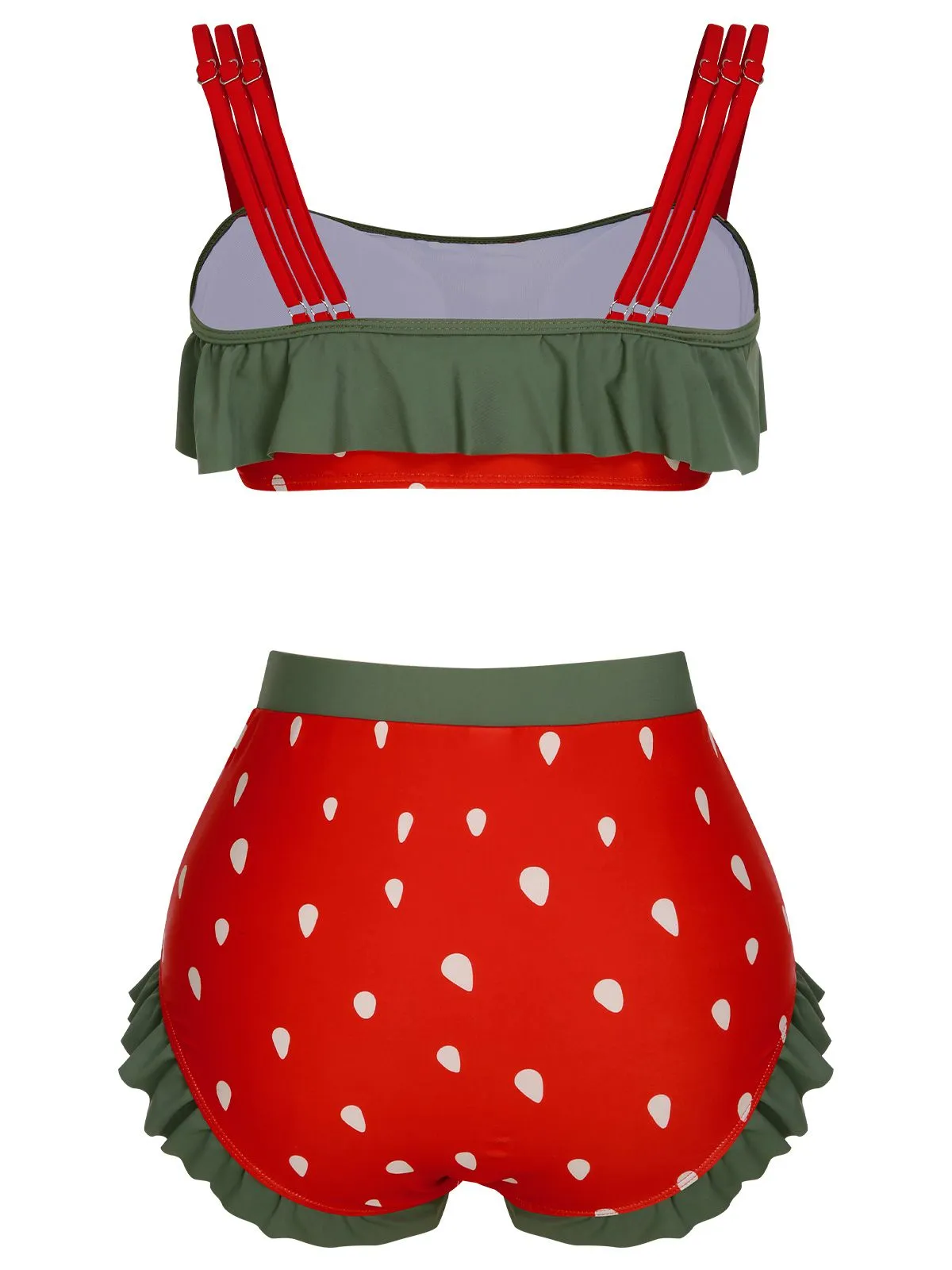 Red 1950s Strawberry Ruffle Strap Swimsuit sold by Retro Stage product image thumbnail 4